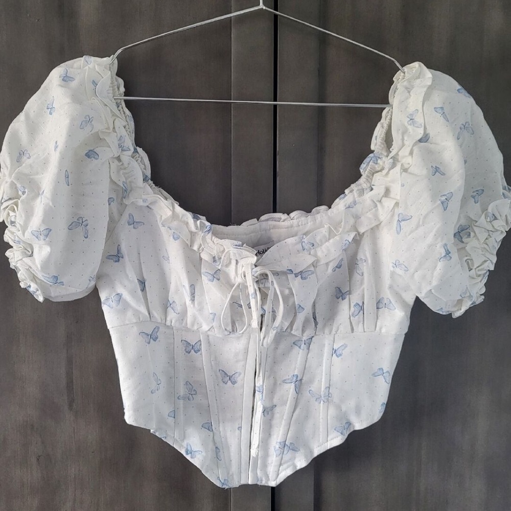 Corset top blue and white